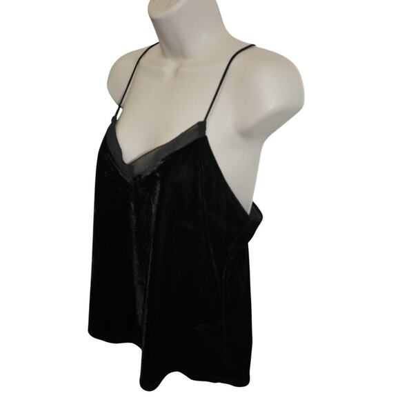 Express Black Velvet Cami Top Sheer Mesh V-Neck Adjustable Straps Size L - Picture 3 of 8